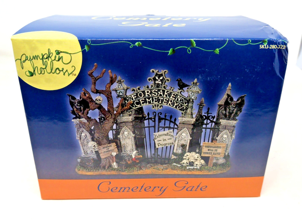 NIB Lemax Spooky Town Forsaken Cemetery Gate Figurine 2004 #43421 Halloween
